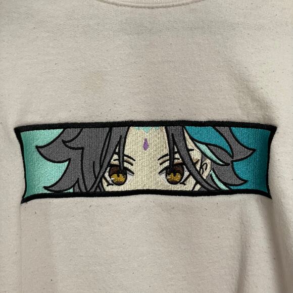 Genshin Impact M/M Gildan embroidered character pullover sweater white anime - Picture 5 of 8